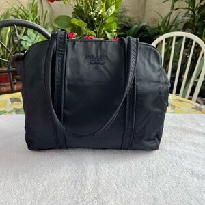 Prada Navy Blue Tote Bag with Nylon and Structured Design